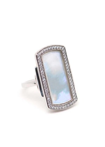 Bague Art Deco Florentine Argent Nacre