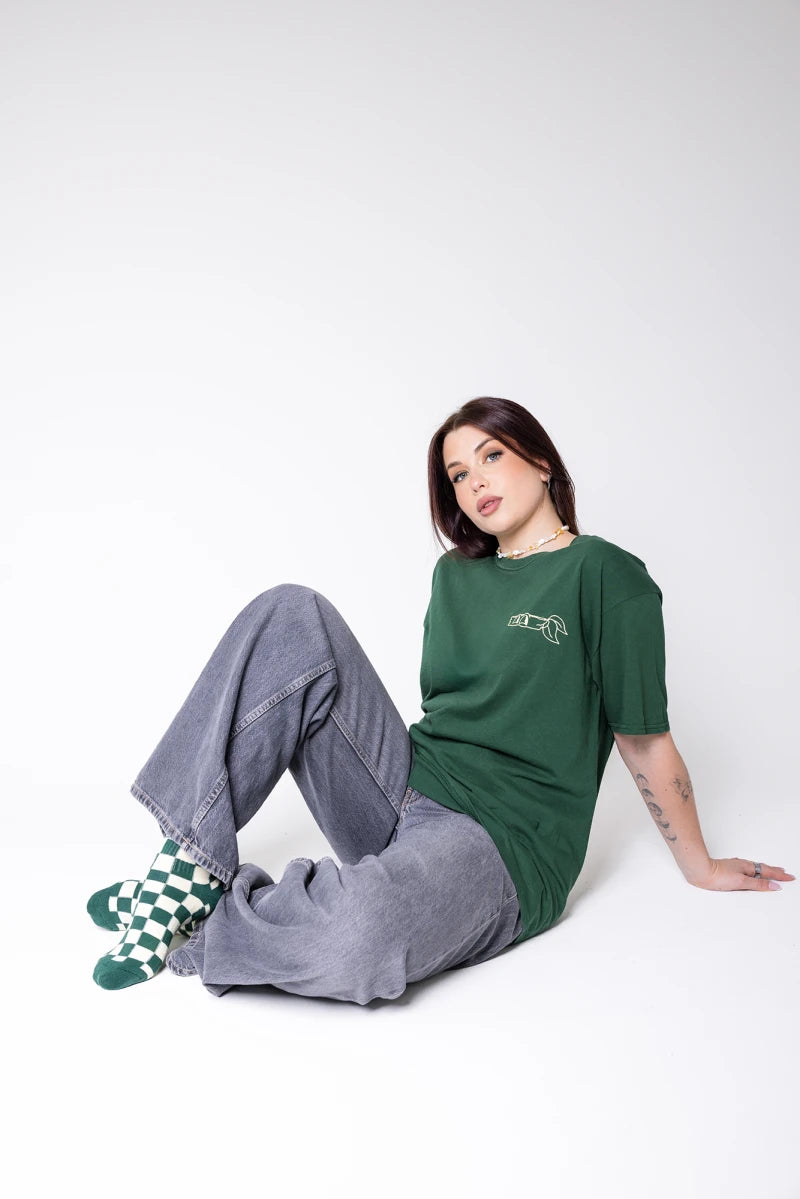 CHAUSSETTES UNISEXES DAMIER VERT ET ÉCRU