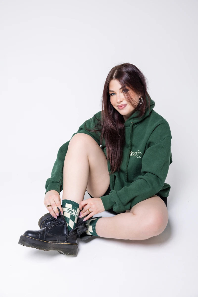 CHAUSSETTES UNISEXES DAMIER VERT ET ÉCRU