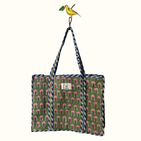 Grand tote bag à Zip  "Pink Grove in Forest"