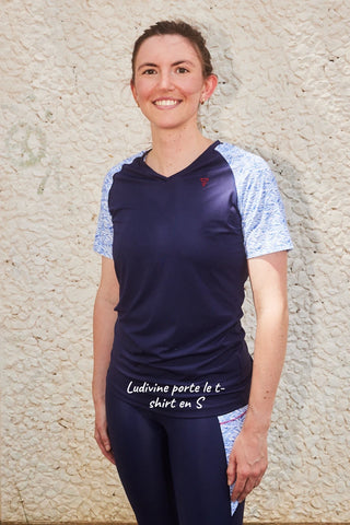 T shirt sport femme col V "Nouvelle Vague" - Technique, féminin et recyclé, écoresponsable