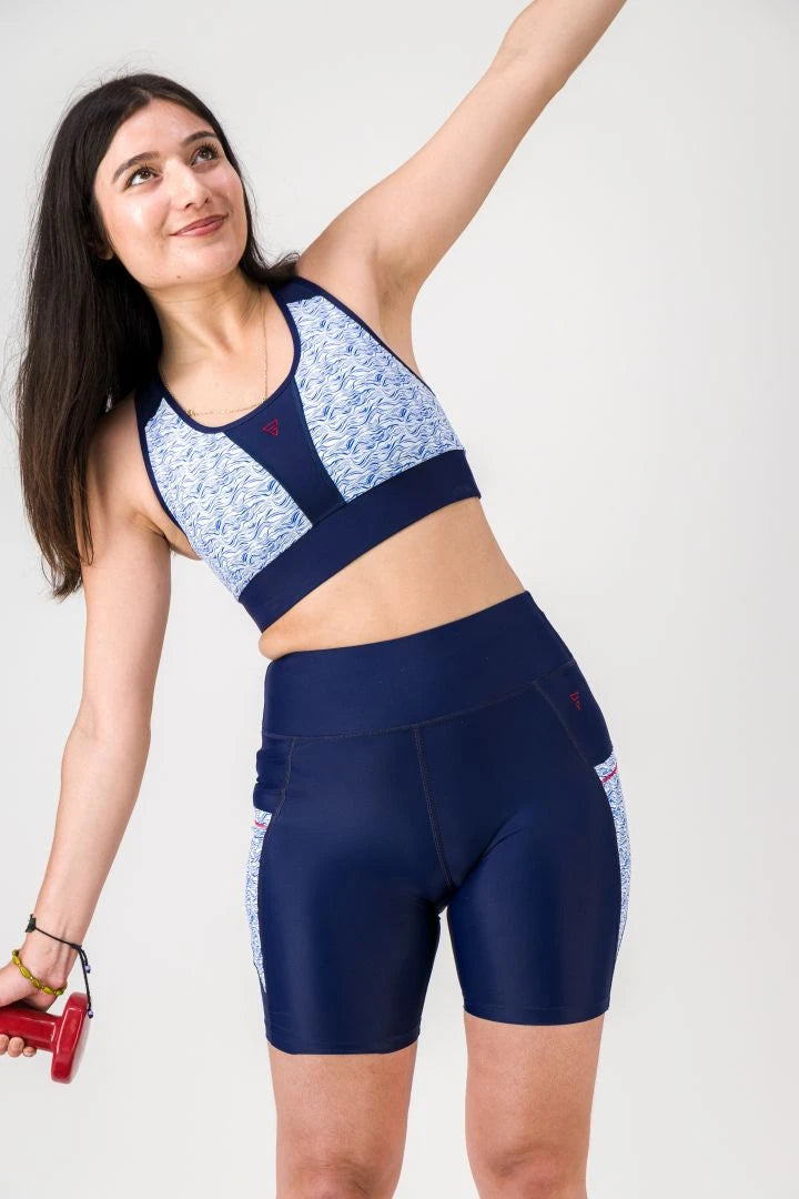 Brassière de sport maintien fort femme – SKIN V3 "Nouvelle Vague en ECONYL® recyclé