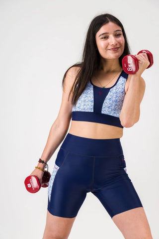 Brassière de sport maintien fort femme – SKIN V3 "Nouvelle Vague en ECONYL® recyclé