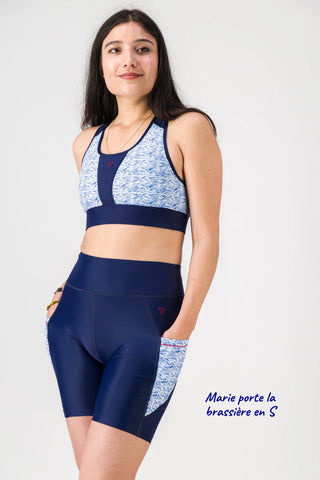 Brassière de sport maintien fort femme – SKIN V3 "Nouvelle Vague en ECONYL® recyclé