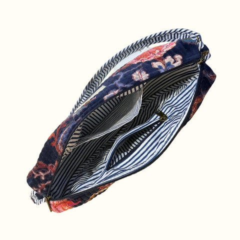 Sac demi-lune matelassé en velours – Nocturen floral