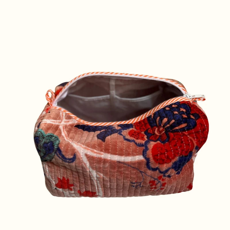 Trousse de toilette en velours matelassé – "Dreamy Blossom"
