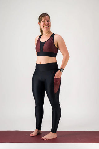 Legging de sport femme ecoresponsable "Vibrations"- Technique, poches et taille haute
