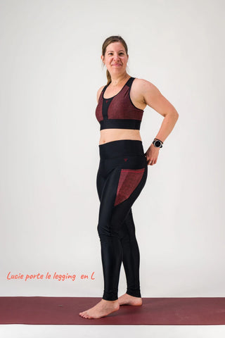 Legging de sport femme ecoresponsable "Vibrations"- Technique, poches et taille haute