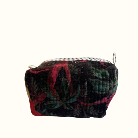 Trousse de toilette en velours matelassé – "Bird of the night"