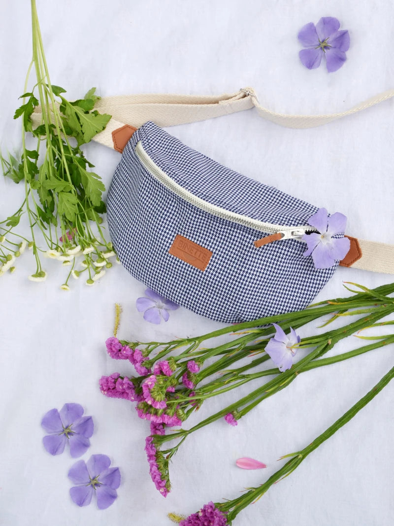 Sac banane Binette L Iris - Pied de poule 💐