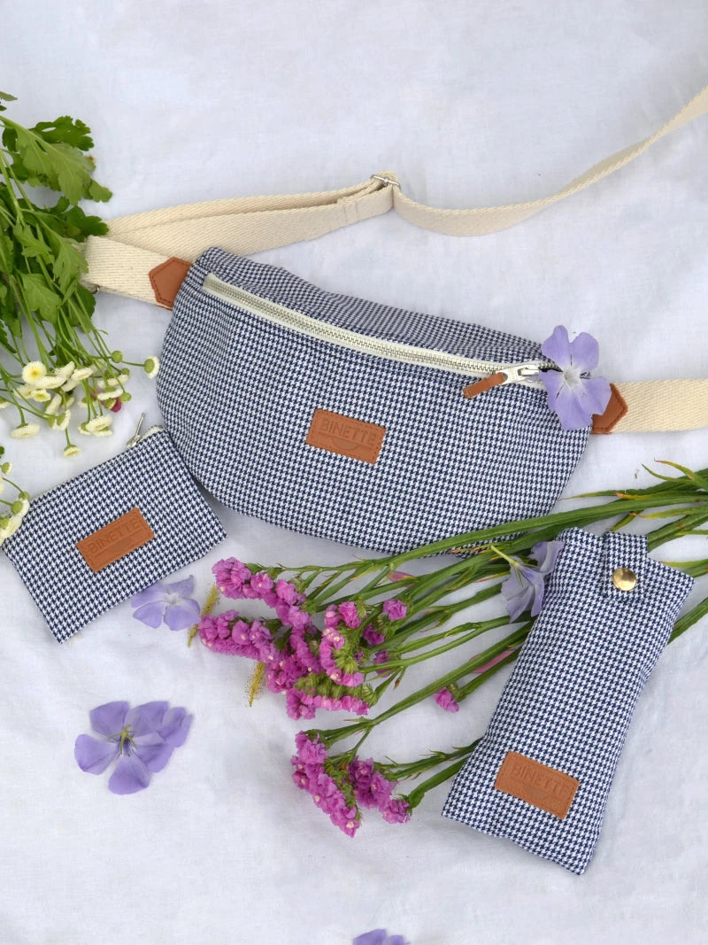 Sac banane Binette L Iris - Pied de poule 💐