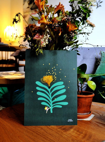 AFFICHE - FLEURS MÊLÉES - VERT