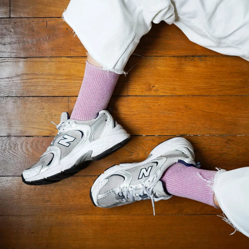 Chaussettes lurex colorés à paillettes en lyocell