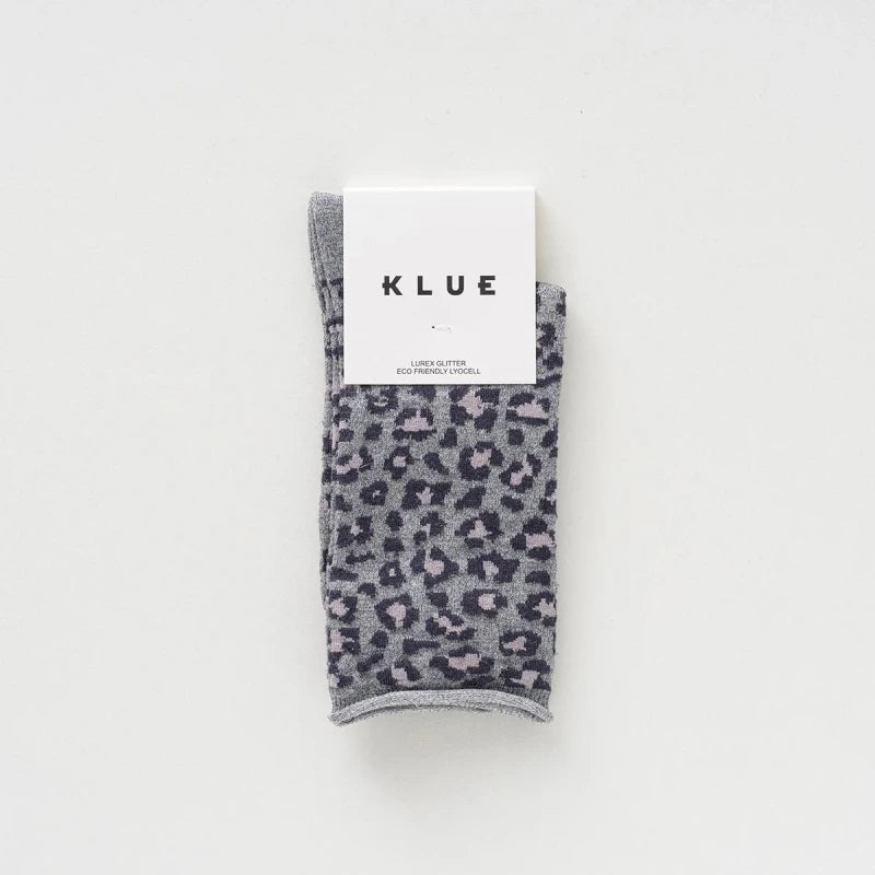 Chaussettes lurex à paillettes en lyocel léopard