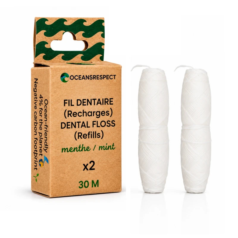 Lot de 2 recharges de fil dentaire biodégradable