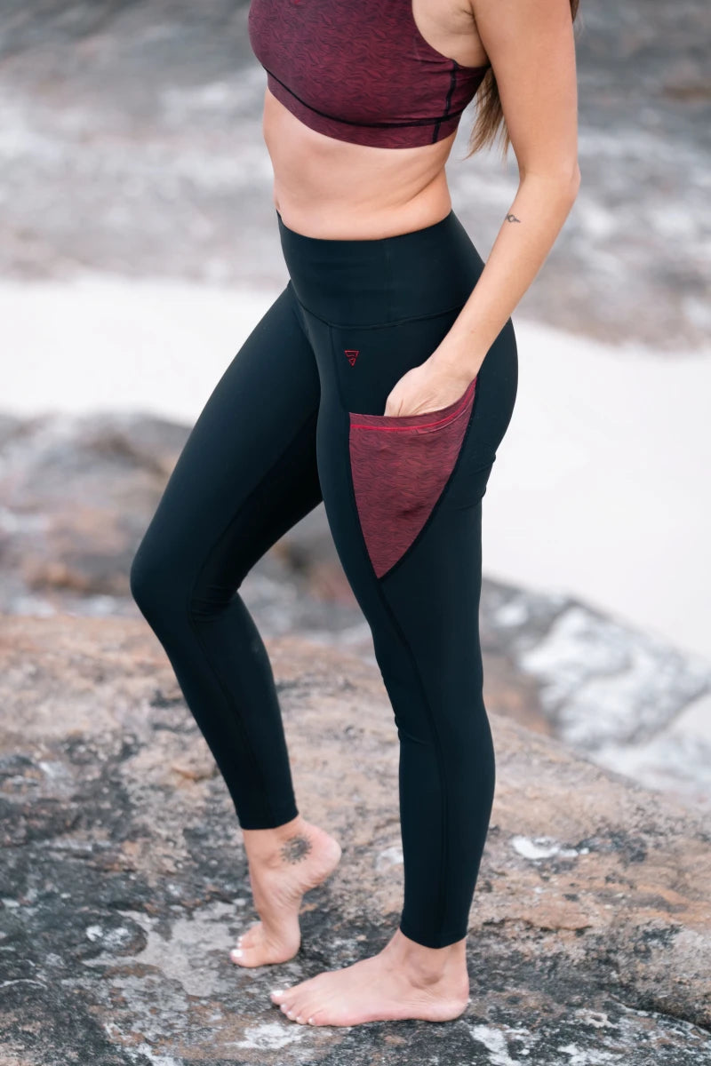 Legging de sport femme ecoresponsable "Vibrations"- Technique, poches et taille haute