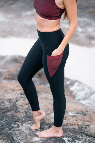 Legging de sport femme ecoresponsable "Vibrations"- Technique, poches et taille haute