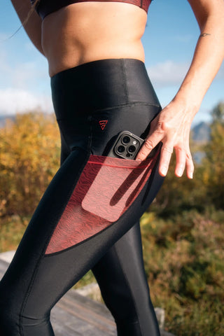 Legging de sport femme ecoresponsable "Vibrations"- Technique, poches et taille haute