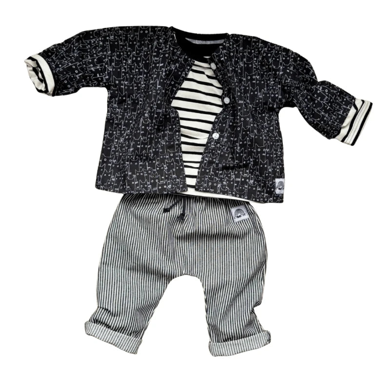 Pantalon bébé coton rayé confortable – Made in France