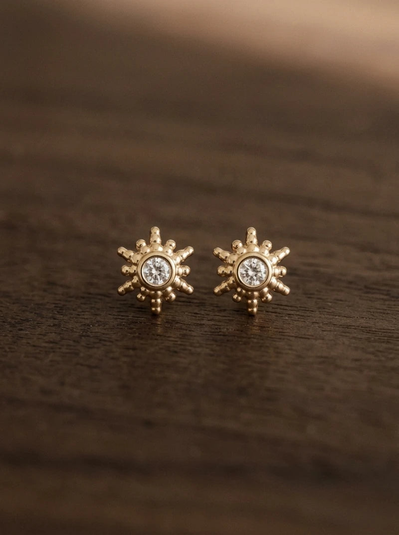 Boucle d’Oreille Sun – Puce Plaqué Or ou Argent 925