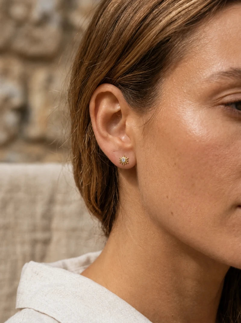 Boucle d’Oreille Sun – Puce Plaqué Or ou Argent 925