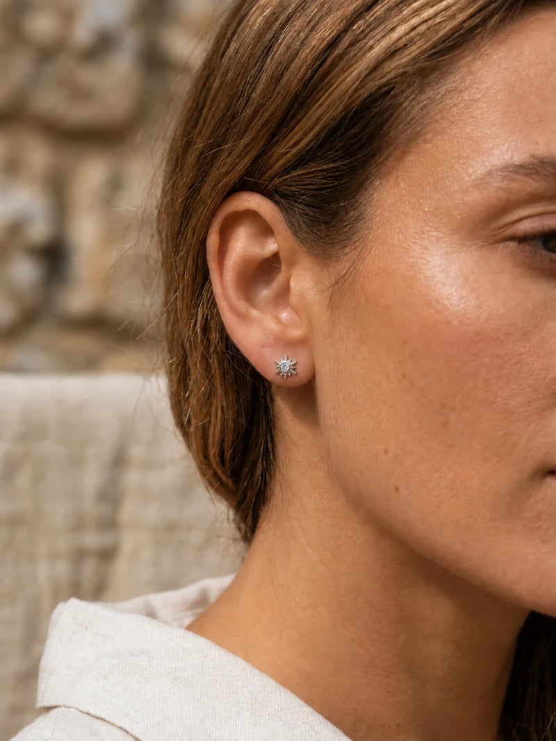 Boucle d’Oreille Sun – Puce Plaqué Or ou Argent 925