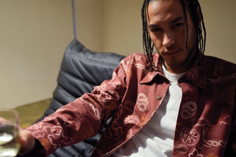 BANDANA Print Organic Cotton Shirt - Burgundy
