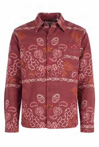BANDANA Print Organic Cotton Shirt - Burgundy