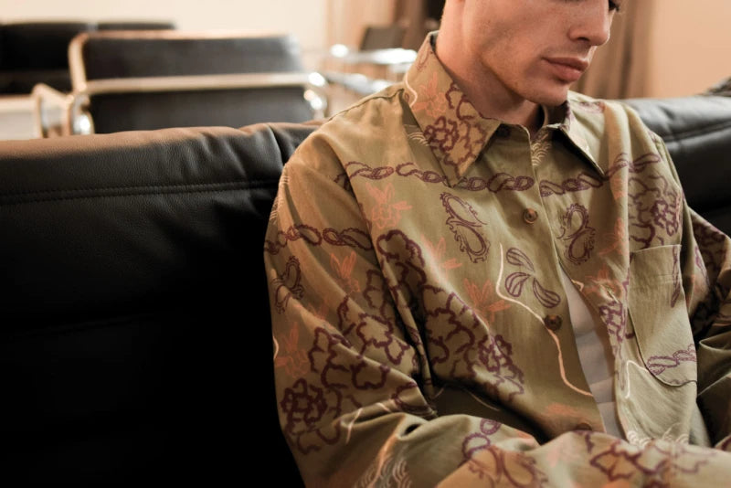 BANDANA Print Organic Cotton Shirt - Khaki