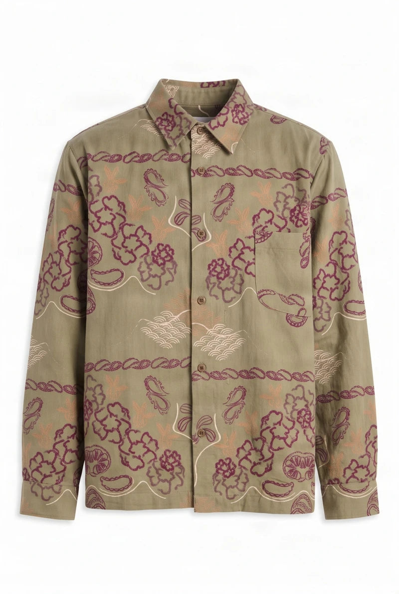 BANDANA Print Organic Cotton Shirt - Khaki