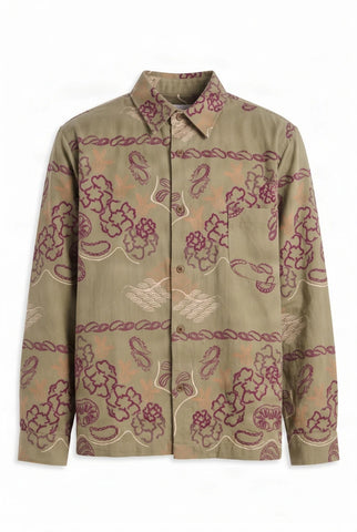 BANDANA Print Organic Cotton Shirt - Khaki