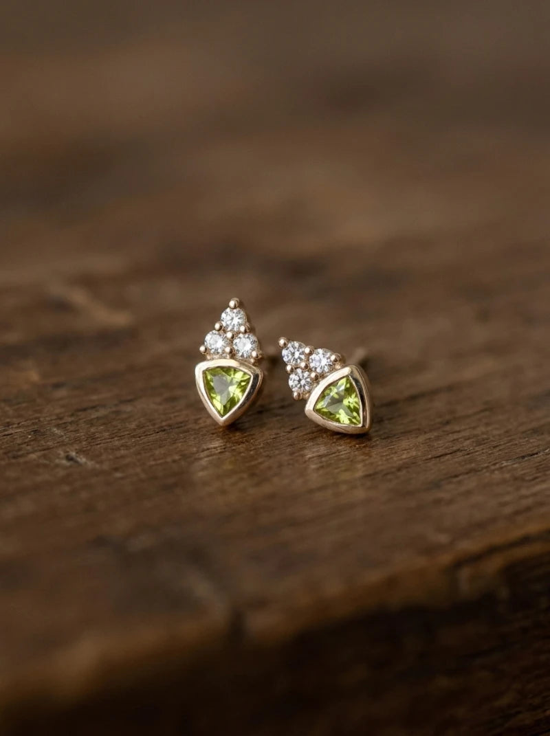 Puce d’Oreille Verte Precious Green – Plaqué Or 750/000
