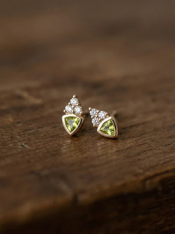 Puce d’Oreille Verte Precious Green – Plaqué Or 750/000