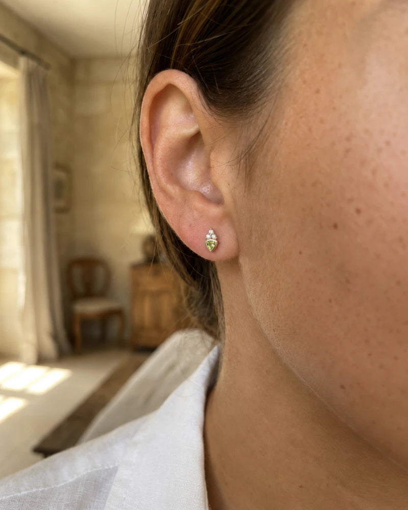 Puce d’Oreille Verte Precious Green – Plaqué Or 750/000
