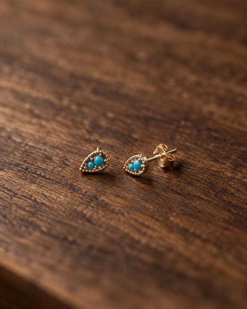 Puce d’Oreille Spike Blue – Plaqué Or 750/000