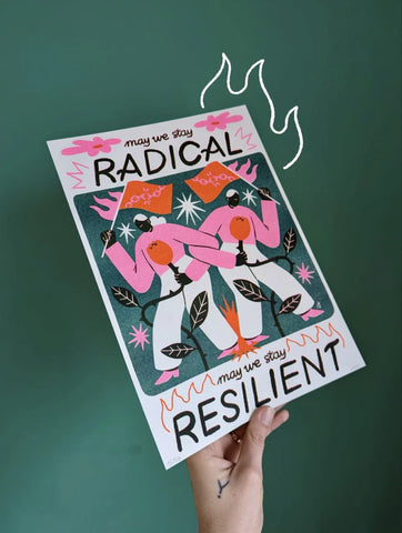 Illustration engagée risographie Radical & Resilient