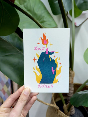 Illustration engagée risographie Tout Brûler