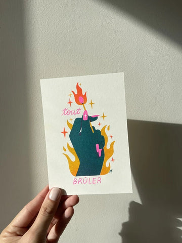 Illustration engagée risographie Tout Brûler