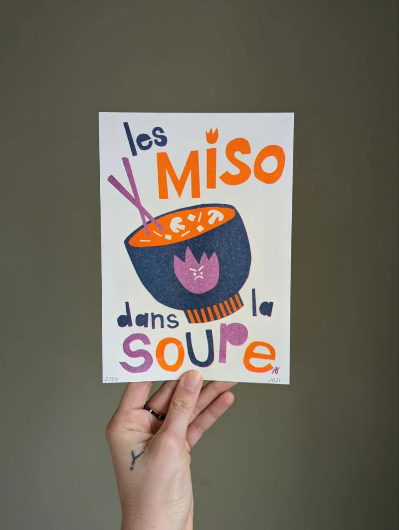 Illustration engagée risographie Soupe Miso