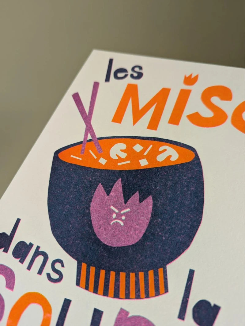 Illustration engagée risographie Soupe Miso
