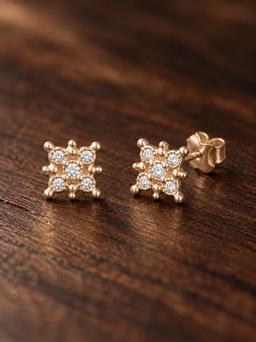 Puce d’Oreille Snow Dorée – Plaqué Or 750/000