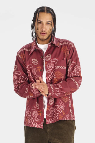 BANDANA Print Organic Cotton Shirt - Burgundy
