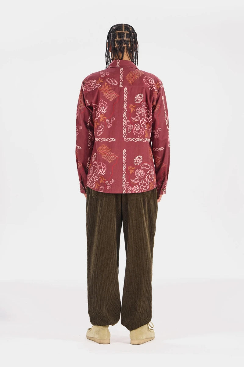 BANDANA Print Organic Cotton Shirt - Burgundy