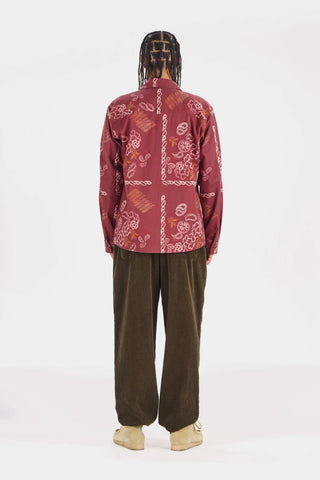 BANDANA Print Organic Cotton Shirt - Burgundy