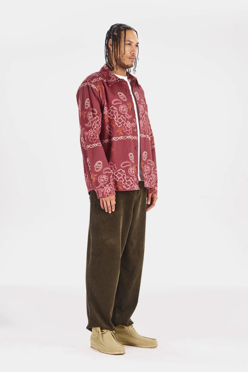 BANDANA Print Organic Cotton Shirt - Burgundy