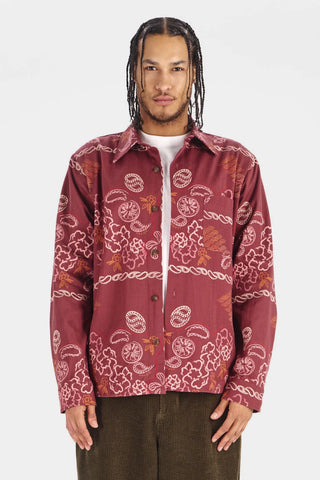 BANDANA Print Organic Cotton Shirt - Burgundy