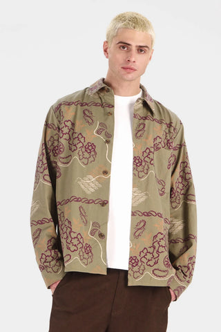 BANDANA Print Organic Cotton Shirt - Khaki