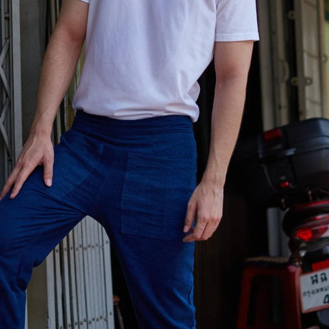 Rizières Bleues – Pantalon en coton indigo naturel (unisexe)