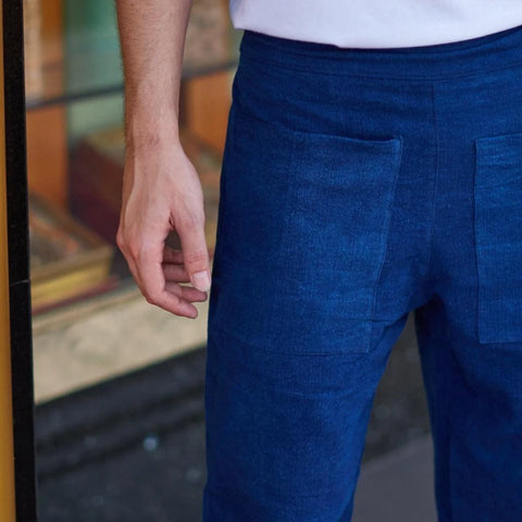 Rizières Bleues – Pantalon en coton indigo naturel (unisexe)