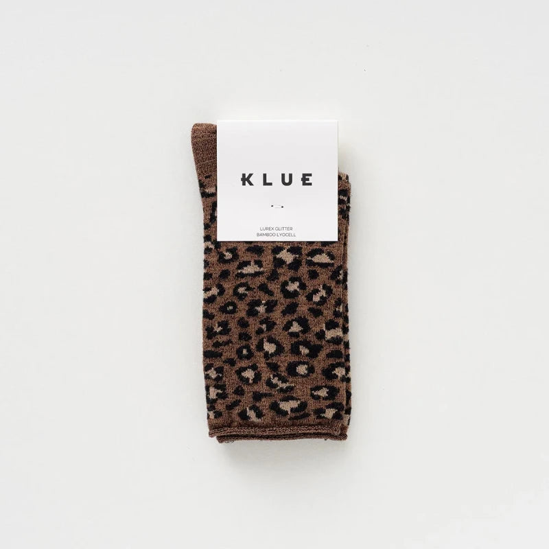 Chaussettes lurex à paillettes en lyocel léopard